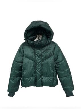 Gap Big Puff cropped hooded jacket XS Hunter green Primaloft Water Resistant